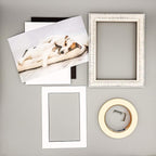 Pack of TEN 8x10 Mats Bevel Cut for 5x8 Photos - Acid Free White with Black Core Precut Matboards For Pictures, Photos, Framing - 4-ply Thickness