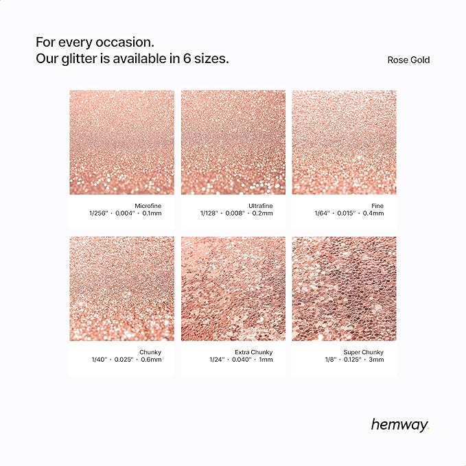 Hemway Polyurethane & Epoxy Resin Glitter 100g / 3.5oz Metallic Crystal Flake Additive for Flooring Jewelry Tumblers Glass Pigment - Fine (1/64" 0.015" 0.4mm) - Rose Gold