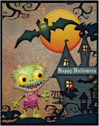 Halloween Clear Silicone stampReusable Stamp with Pumpkins, Skulls, Bats, Santa Claus, and Holiday Designs. Used for Making Cards, scrapbooks, and DIY templates (Halloween Zombies)
