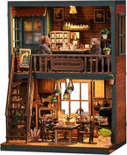 ISSEVE Book Nook Kit - DIY Miniature House Kit for Adults, Teens and Beginners, Dollhouse Booknook Craft Tiny House Bookshelf Decor 3D Wooden Puzzle, Gifts for Friends Family (Bear Restaurant)