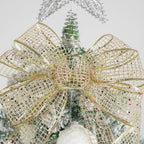 MEEDEE Champagne Gold Glitter Ribbon - 2.5 Inch Square Mesh Net Wired Ribbon with Rainbow Sparkle for Christmas Tree Decoration, Wreath Bow Making (25 Yards)