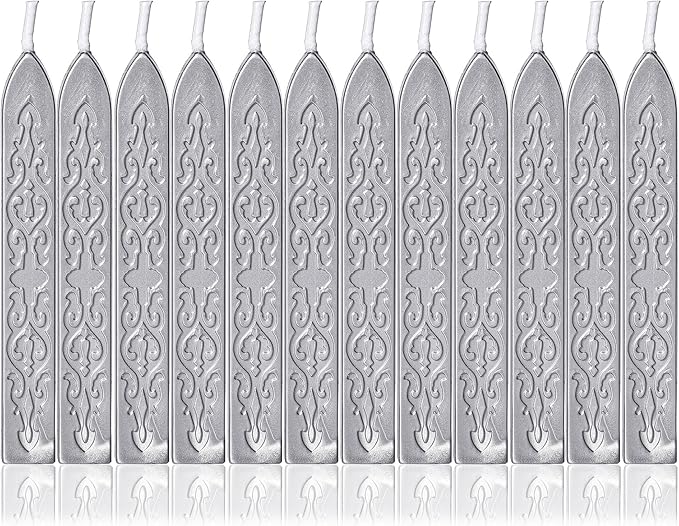 Yoption 12Pcs Sealing Wax Sticks with Wicks, Silver Totem Fire Manuscript Seal Wax Sticks for Wax Seal Stamp (Silver)