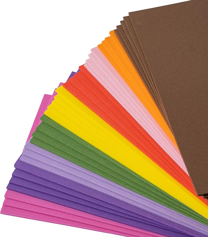 Crafare 8.5x5.5inch Colorful Foam Sheets Crafts 20 Assorted Colors 92 Pack 2mm Thick EVA Foam Sheet for School Project Supply Scrapbooking DIY Cosplay Handcraft
