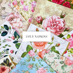 Keep Unique Mystery Pack Decoupage Paper Napkins, 20-ct Assorted Surprise Napkins, Decorative Napkins Floral for Art Craft Junk Journal, Scrapbooking, 20 Different Flower Designs