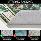Oriental Tropical Entryway Rugs Washable, Greyish Green Boho Vintage Distressed Hippie 2x3 Throw Rugs for Bathroom Kitchen Entryway Indoor Non-Slip Abstract Botanical Tribal Accent Carpet