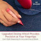 Fabric Markers for Sewing – Ergonomic Tailors Chalk Pen with Improved Dosing Wheel for Sharp Lines - Washable Sewing Chalk Marking Pens that are Compatible with Most Fabrics - Pink 1 Pack