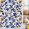 Window Privacy Film Stain Glass Window Film Rainbow Window Film Window clings Non-Adhesive Reusable Decorative for Room (Frosted Stained Leaf, 35.4 x 78.7 in)