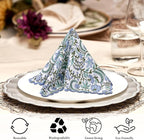 Ridhi Columbia BlueHand Block Print Napkins 18" x 18" Set of 4 Reusable Cotton Dinner Napkins for Weddings, Parties & Everyday Dining, Thanksgiving, Christmas, Fall