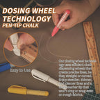 (3-pack) Fabric Chalk Markers -Erase Tailor’s Chalk for Quilting and Sewing - Compatible with Most Fabrics - With Dosing Wheel Technology, Red, Blue, White