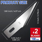 DIYSELF #2 Exacto Knife Blades, Exacto Replacement Blades, Hobby Knife Blade Refills with Storage Case, 150 Pack Art Knives Blade for Craft, Scrapbooking, Cutting (#2)