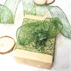 CT CRAFT LLC Sparkling Glitter Mesh Wired Ribbon 6" x 10 Yards Green for Christmas Home Decor Bow Gift Wrapping DIY Crafts Wreath