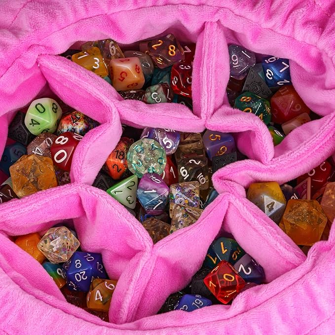 DND Dice Bags Large with Pockets Rainbow Storage Bag Star Pattern for D&D RPG Game - Capacity 200+ Dice