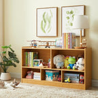Toy Organizers and Storage, 5-Section Kids Bookshelf for Organizing Books Toys, School Classroom Wooden Storage Cabinet for Children's Room, Playroom, Nursery (Natural)