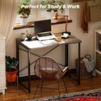Huuger Folding Desk for Small Spaces, 31.5 Inch Foldable Computer Table, for Home Office, Study, Bedroom, Dorm, Space Saving, Small Writing Work Office Computer Desk, Easy to Fold, Grey
