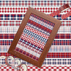 12 Rolls Basic Grid Washi Tape Set, Red Blue White Plaids Decorative Paper Stickers for Thanksgiving Christmas Independence Day Scrapbook Journaling DIY Art Crafts Gift Wrapping 16.4FT
