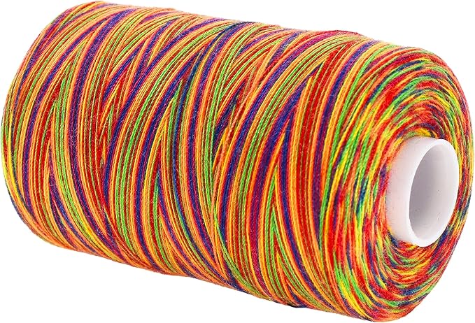 Mandala Crafts 4 Pack of Serger Threads Cones Spools - 20S/2 2000 Yards Polyester Rainbow Threads for Sergers Machine and Overlock Quilting Sewing Machine
