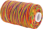 Mandala Crafts 4 Pack of Serger Threads Cones Spools - 20S/2 2000 Yards Polyester Rainbow Threads for Sergers Machine and Overlock Quilting Sewing Machine