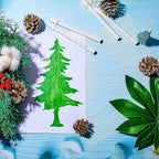 8 Pieces Pine Tree Stencils Art Painting Templates Stencils for Painting on Wood Winter Holiday DIY Wall Floor Decor Supplies (6 x 6 Inch)