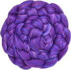 Merino Silk Luxe Tonal Designer Blend. Superfine Merino, Mulberry Silk, Tussah Silk. Top Roving for Spinning or Felting. Violet Volcano 1oz