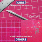 The Quilted Bear Rotating Cutting Mat 7" x 7" - Locking & Rotating Self Healing Cutting Board for Sewing, Fabric & Effortless Quilting - 360 Degree Sewing Supplies Mat for Craft Table (Pink)