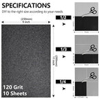 120 Grit Sandpaper, 9 x 11 Inch Wet Dry Sand Paper Hand Abrasive Sanding Sheets for Wood Metal Automotive Sanding and Polishing, Coarse - 10 Sheets