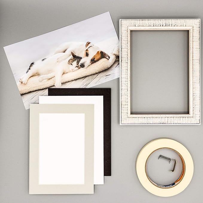 Pack of Ten Acid Free 8.5x11 Mats Bevel Cut for 7x9 Photos - Grey Precut Matboards With Backing Boards and Self Seal Photo Mat Bags For Pictures, Photos, Framing - 4-ply Thickness