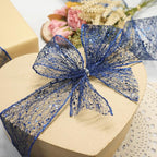 CT CRAFT LLC Sparkling Glitter Mesh Wired Ribbon 2.5" x 20 Yards Blue Navy for Christmas Home Decor Bow Gift Wrapping DIY Crafts Wreath