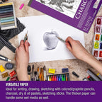 U.S. Art Supply 9" x 12" Premium Heavy-Weight Charcoal Sketchbook (2 Pack, 64 Sheets Total) - 90lb (160gsm) Sketch Book Pad for Charcoal, Pencil & Pastel Drawing