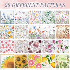 Crtiin 20 Pack Assorted Floral Napkins for Decoupage Toilet Napkins Flower Cocktail Decorative Paper for Birthday Party Beautiful Gorgeous, 20 Styles Each 6.5 inches(Style 8)