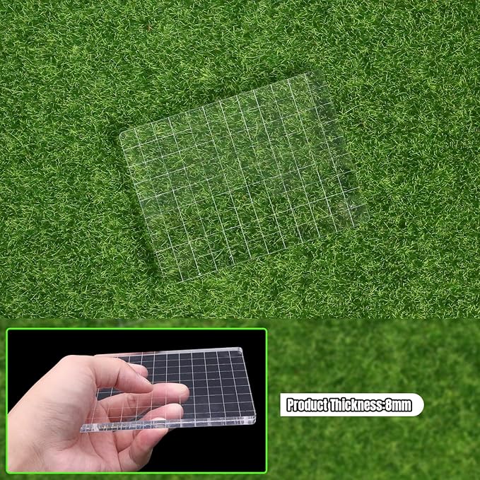 Clear Acrylic Stamp Blocks, 3.54" * 4.92" Acrylic Stamping Block Tool Clear Stamp with Grid Lines for Photography Props Scrapbooking Crafts Card Making