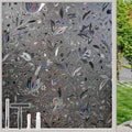 NINETREX Window Privacy Film,Decorative Window Film Frosted,Stained Glass Window Cling,Heat Blocker Non-Adhesive for Home,Grayish Black 35.4 x 78.7inch