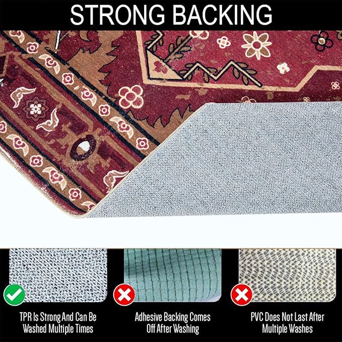 Tribal Rugs Summer Tropical 5x7 Area Rugs Wine Red Traditional Boho Vintage Oriental Rug Carpet for Bedroom Kitchen Dining Living Room Indoor Entryway Washable