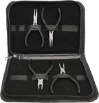 The Beadsmith Slim Line Pliers Set – Extra Fine Tips – 4.5 Inches, 4-Pieces: Round Nose, Chain Nose, Flat Nose & Semi-flush Side Cutter – Leatherette Carrying Case Included – Tools for Jewelry Making