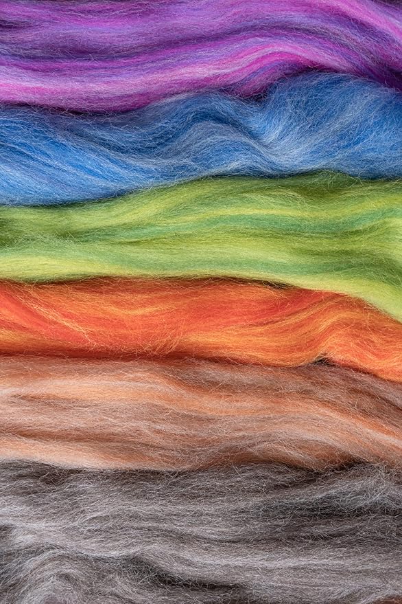 Multi Colored Natural Wool roving, 1 lb. Best Wool for Needle Felting, Wet Felting, handcrafts and Spinning. (Ocean Blue, 1lb)