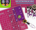 The Quilted Bear Rotating Cutting Mat 7" x 7" - Locking & Rotating Self Healing Cutting Board for Sewing, Fabric & Effortless Quilting - 360 Degree Sewing Supplies Mat for Craft Table (Pink)