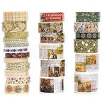 Vintage Washi Tape Set - 24 Rolls Arts Adhesive Tapes Assorted Retro Decorative Masking Tape Sets for Craft, Kids, Scrapbook, DIY, Gift Wrapping (10-Countryside Charm)