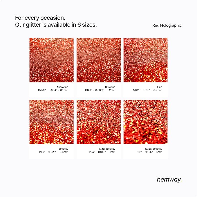 Hemway Polyurethane & Epoxy Resin Glitter 100g / 3.5oz Metallic Crystal Flake Additive for Flooring Jewelry Tumblers Glass Pigment - Microfine (1/256" 0.004" 0.1mm) - Red Holographic