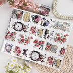 Vintage Flower PET Tape - Flower Butterfly Transparent Tape Junk Journal Supplies, Angel Cat Scrapbooking Tapes for Art Crafts Decorative Scrapbook Journal, Aesthetic Junk Journal Supplies