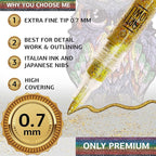 Acrylic Glitter Paint Marker Pens, Ultra Fine Point 0.7mm - Sparkle Paint Pens for Rock Painting, Stone, Ceramic Glass, Wood, Card Stock, Canvas, DIY Crafts - Set of 12
