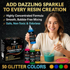50 Color Glitter Pigment Paste for Epoxy Resin, Mica Metallic Resin Pigment Set, Epoxy Dye Paste & High Concentration Mica Powder for Epoxy Art, Jewelry, Tumblers, Coasters & Crafts