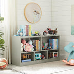 Toy Organizers and Storage, 5-Section Kids Bookshelf for Organizing Books Toys, School Classroom Wooden Storage Cabinet for Children's Room, Playroom, Nursery (Grey)