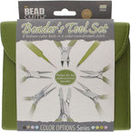 The Beadsmith Fashion Color Pliers – Set of 8 Slimline Color-Coordinated Tools – Matching Clutch in Olive – Jewelry Making Supply Kit to Create Necklaces, Bracelets, Earrings & More