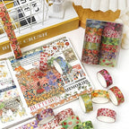 12 Rolls Charming Washi Tape Set Gold Silver Foil Detailing Arts Adhesive Tapes Basic Patterns Decorative Masking Tape Sets for Craft, Kids, Scrapbook, DIY, Gift Wrapping (Fruits Feast)