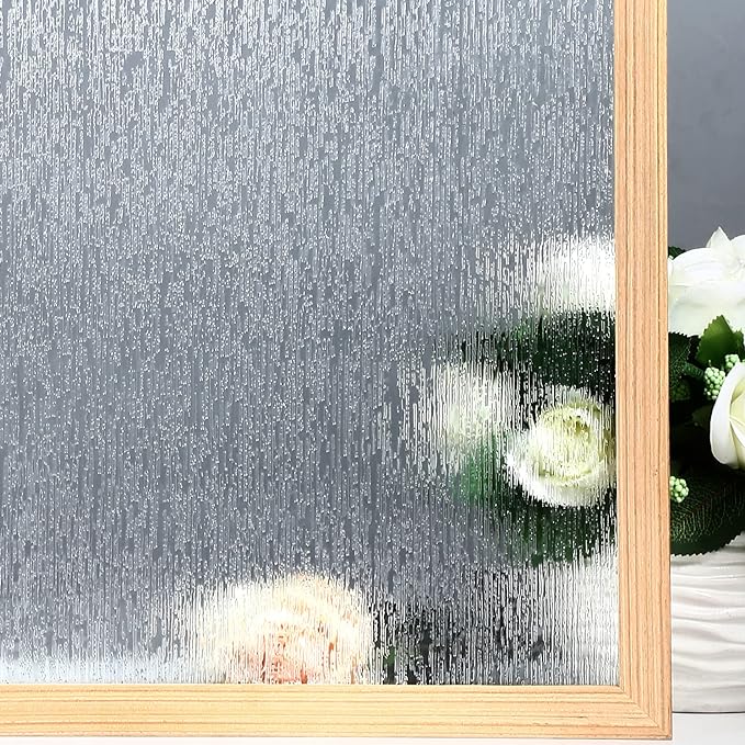 VELIMAX Rain Glass Window Film Privacy Static Window Clings Decorative Glass Sticker for Home Office Removable UV Protection Heat Control 29.5 x 118 inches