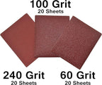 60 Sandpaper 1/4 Sheets for Palm Sanders - Includes 20 of 60 Grit, 20 of 100 Grit, and 20 of 240 Grit by SciencePurchase