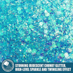 Estanoite Iridescent Chunky Glitter, 160G/5.64OZ Glitter, Mixed Fine & Chunky Glitter for Epoxy Resin, Holographic Glitter for Crafts Tumblers, Halloween Christmas Festival Painting Decor (Baby Blue)