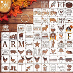 Small Stencils for Painting on Wood Reusable, 3 Inch Reusable Stencil for Craft Ornament Paint Template Stencils for Wall Card Rock Wood Signs Coasters Canvas Home Decor (Farm Animal)