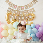 MEEDEE Burlap Banner Welcome Baby Girls Banner Rustic Baby Shower Party Favors Decorations Banners and Signs Baby Shower Bunting Pink (3 Pieces)