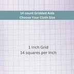 2 Sheets of 14 Count Pre-Gridded Aida Cloth – 28 x 28 Inch White with Green Guidelines Pre-Cut Fabric Squares – Cross Stitch Fabric – 100% Cotton – Ideal for Needlework – The Knotty Unicorn