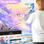 Caliart Acrylic Paint Set with 12 Brushes, 36 Pastel Colors (59ml, 2oz) Art Craft Paint for Artists Adults Beginners Painters, Canvas Ceramic Wood Fabric Rock Painting Supplies Kit